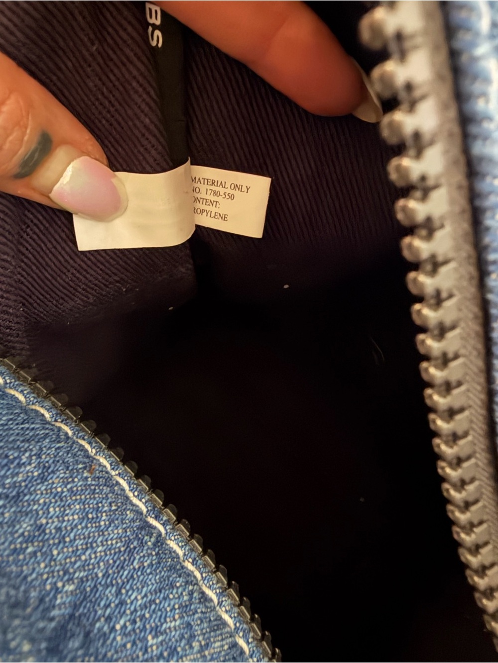 Marc Jacobs The Denim Tote Bag blue Jean white font small tote bag crossbody - Picture 11 of 13